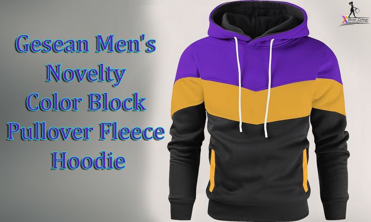 Gesean Men's Novelty Color Block Pullover Fleece Hoodie