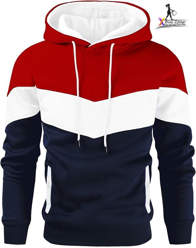 Gesean Men's Novelty Color Block Pullover Fleece Hoodie
